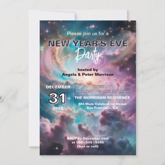 Eetherische kosmische hemelse oudejaarsfeest kaart (Voorkant)
