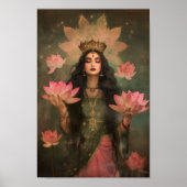 Eetherische Lakshmi Roze Lotus Godin Kunst Poster (Voorkant)