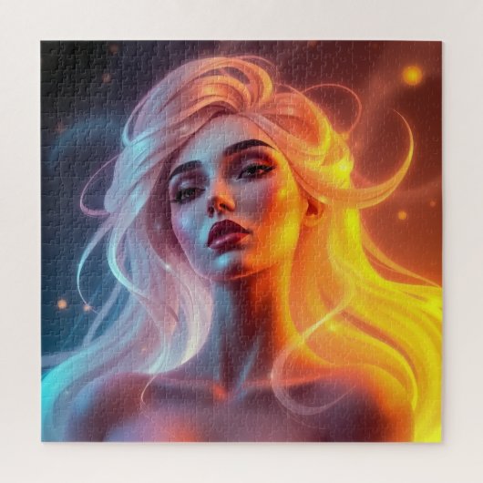 Eetherische licht fantasie vrouw - levendige kunst legpuzzel (Verticaal)