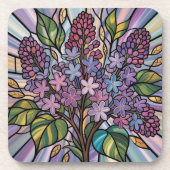 Eetherische Lilacs Glas in lood Plastic Onderzette Bier Onderzetter (Voorkant)