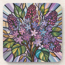 Eetherische Lilacs Glas in lood Plastic Onderzette Bier Onderzetter