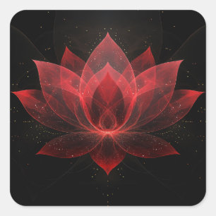 Eetherische Lotus Bloem - Crimson Red Black Bloem Vierkante Sticker