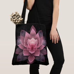 Eetherische lotusbloem - lichtroze zwarte yoga tote bag