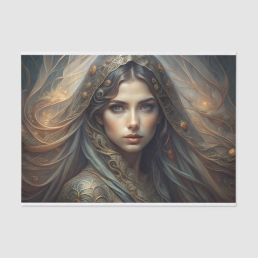 Eetherische Maiden Portret Decoupage Tissuepapier (Voorkant)