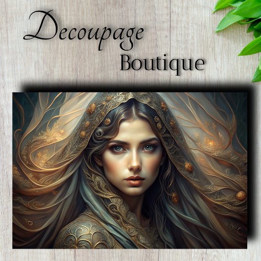 Eetherische Maiden Portret Decoupage Tissuepapier