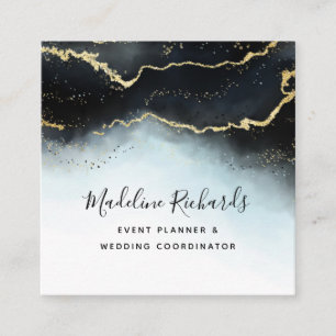Eetherische mist Ombre Navy Blue Waterverf Moody Vierkante Visitekaartje