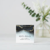 Eetherische mist Ombre Navy Blue Waterverf Moody Vierkante Visitekaartje (Staand voorkant)