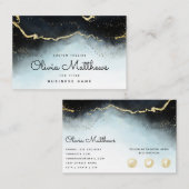 Eetherische mist Ombre Navy Blue Waterverf Moody Visitekaartje (Voorkant / Achterkant)
