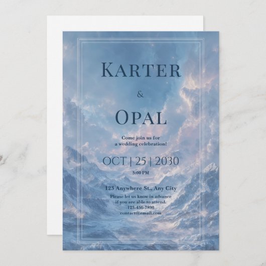 Eetherische Mountain Sky bruiloft uitnodiging (Voorkant / Achterkant)