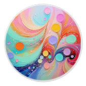 Eetherische pastel Abstracte kunst - Dromerige kat Keramische Knop (Voorkant)