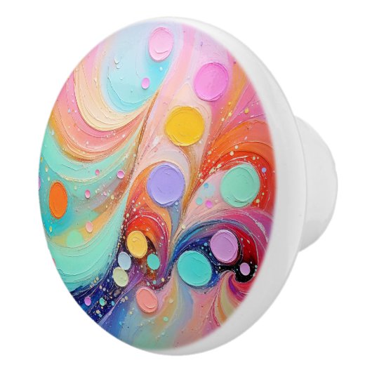 Eetherische pastel Abstracte kunst - Dromerige kat Keramische Knop (Rechts)