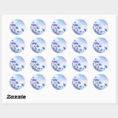 Eetherische Periwinkle Floral Waterverf Ronde Sticker (Vel)