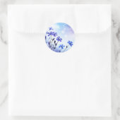 Eetherische Periwinkle Floral Waterverf Ronde Sticker (Tas)