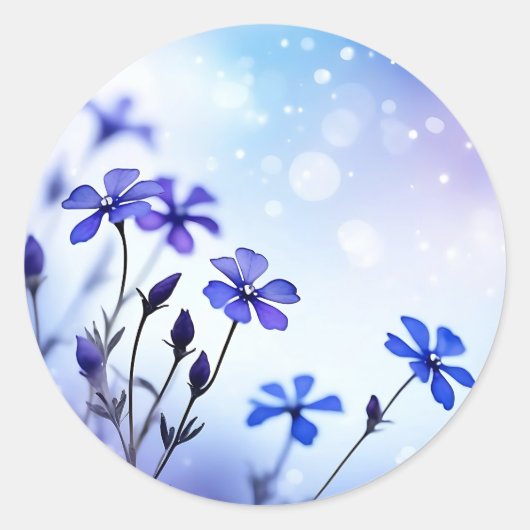Eetherische Periwinkle Floral Waterverf Ronde Sticker (Voorkant)