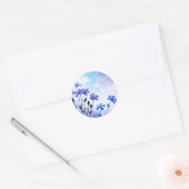 Eetherische Periwinkle Floral Waterverf Ronde Sticker (Envelop)