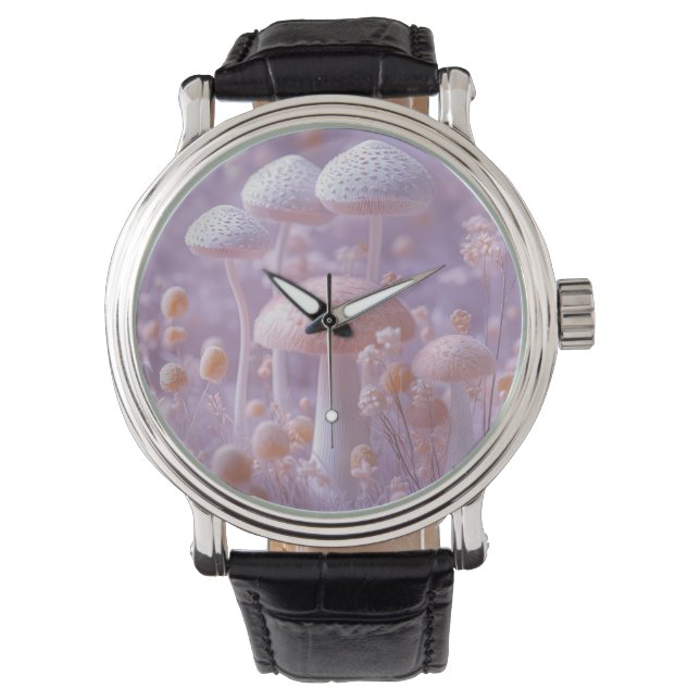 Eetherische pluche paddenstoel tuin, zachte pastel horloge (Voorkant)