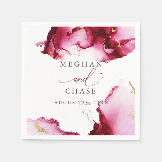 Eetherische robijnrode en roze Abstracte servetten (Voorkant)