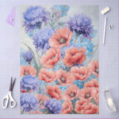Eetherische rode papavers & paarse bloemen Decoupa Tissuepapier (Craft)