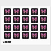 Eetherische Roze Tule Bow op Zwarte Achtergrond Vierkante Sticker (Vel)