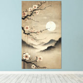 Eetherische Sakura Moon - Wabi-Sabi Japanse kunst Canvas Afdruk (Insitu (Houten vloer))