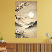 Eetherische Sakura Moon - Wabi-Sabi Japanse kunst Canvas Afdruk (Insitu (Woonkamer))