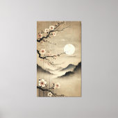 Eetherische Sakura Moon - Wabi-Sabi Japanse kunst Canvas Afdruk (Voorkant)