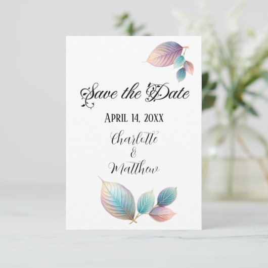 Eetherische schoonheid zachte toon grillige pastel save the date (Staand voorkant)