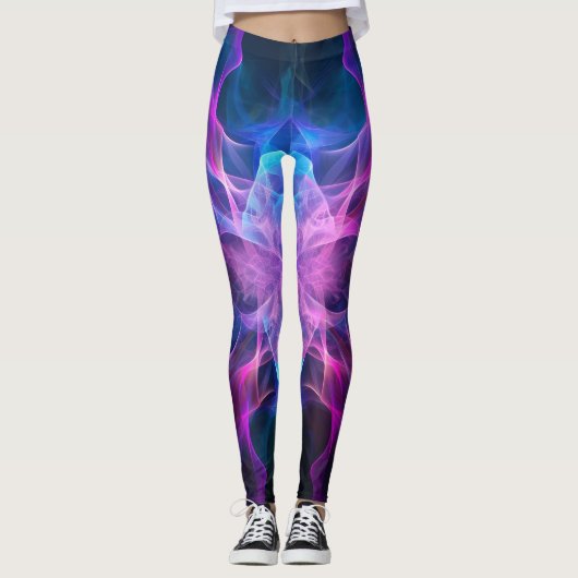 Eetherische slierten: Blue & Mauve Kirlian Art Leggings (Voorkant)