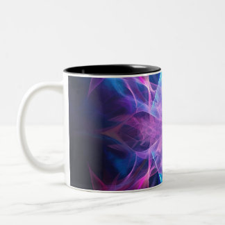Eetherische slierten: Blue & Mauve Kirlian Art Tweekleurige Koffiemok