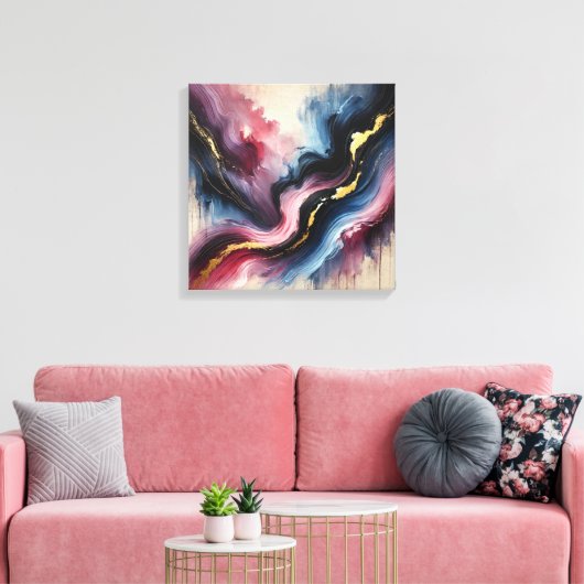 Eetherische stroom – Elegante Abstracte kunst Canv Canvas Afdruk (Insitu (Woonkamer))
