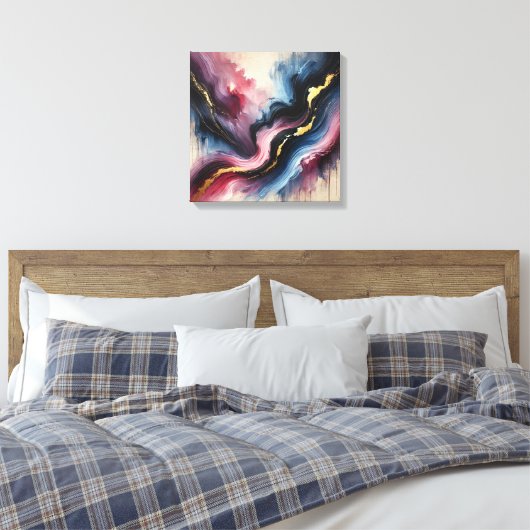 Eetherische stroom – Elegante Abstracte kunst Canv Canvas Afdruk (Insitu (Slaapkamer))