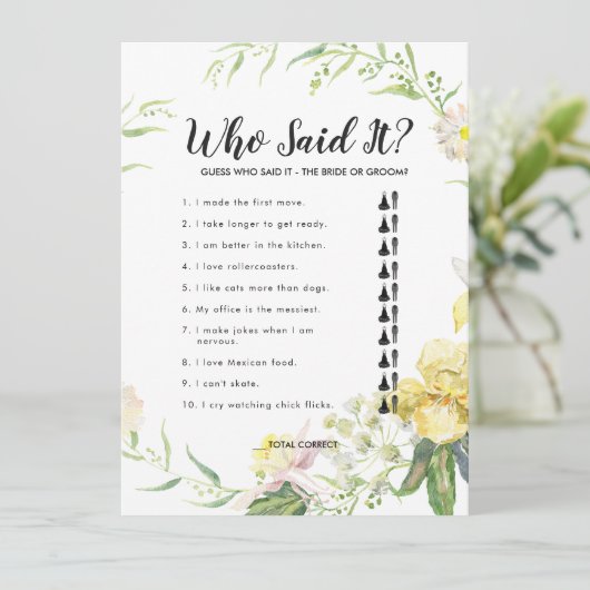 Eetherische Tuin Vrijgezellenfeest Game Kaart (Staand voorkant)