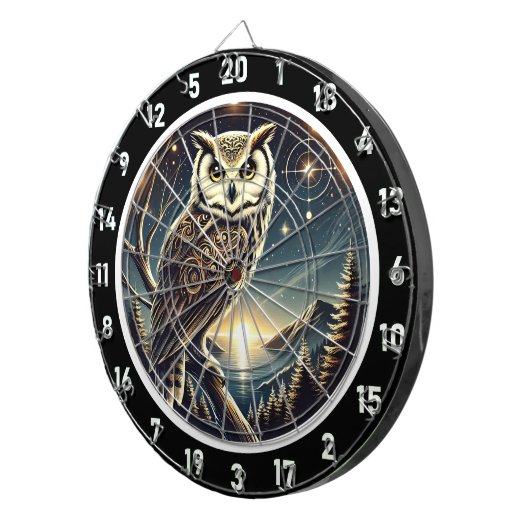 Eetherische Uil Dromen Dartbord Art (Voorkant Rechts)