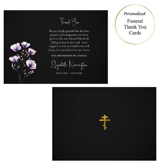 Eetherische violette bloemen Orthodoxe Christelijk Bedankkaart