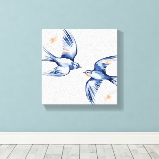 Eetherische vlucht - Swallow Duo Canvas Art (Insitu (Houten vloer))