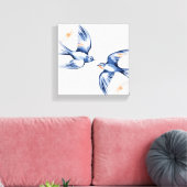 Eetherische vlucht - Swallow Duo Canvas Art (Insitu (Woonkamer))