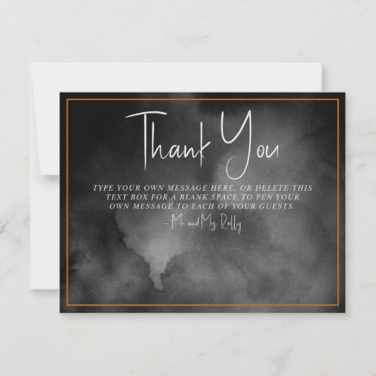 Eetherische Waterverf Black Wedding Bedankt Card (Voorkant)