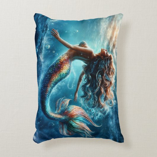 Eetherische waterzeemeermin schoonheid in diep bla accent kussen (Voorkant(Verticaal))
