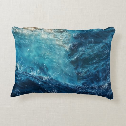 Eetherische waterzeemeermin schoonheid in diep bla accent kussen (Achterkant)