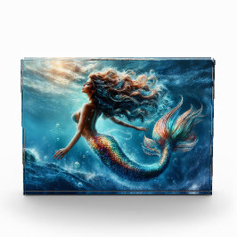 Eetherische waterzeemeermin schoonheid in diep bla fotoblokken