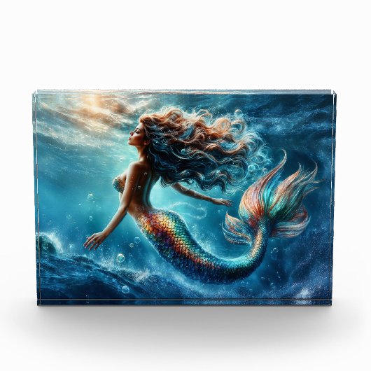 Eetherische waterzeemeermin schoonheid in diep bla fotoblokken (Voorkant)