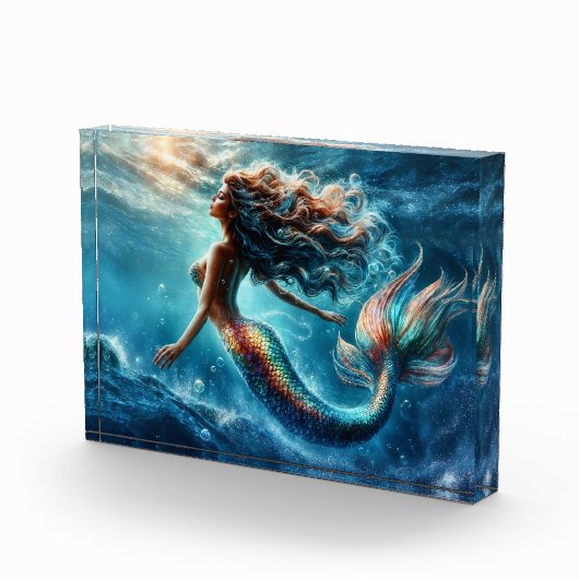 Eetherische waterzeemeermin schoonheid in diep bla fotoblokken (Rechts)