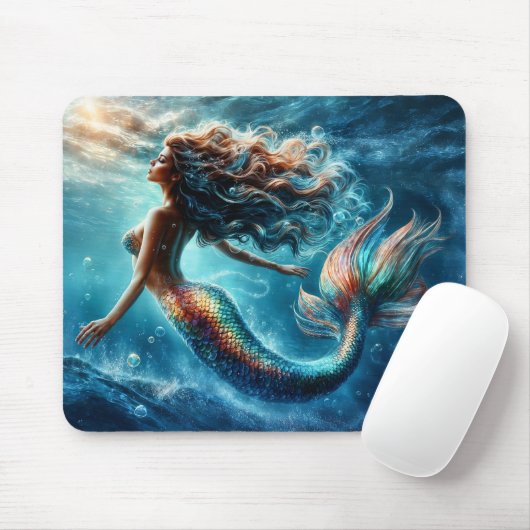 Eetherische waterzeemeermin schoonheid in diep bla muismat (Met muis)