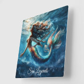 Eetherische waterzeemeermin schoonheid in diep bla vierkante klok (Hoek)