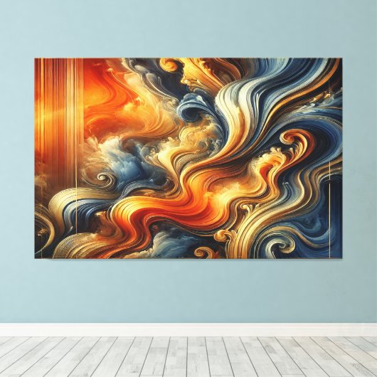 Eetherische wervelsymfonie - Fluid Art Masterpiece Canvas Afdruk (Insitu (Houten vloer))