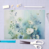 Eetherische wilde bloemen Waterverf blauw en groen Tissuepapier (Craft)