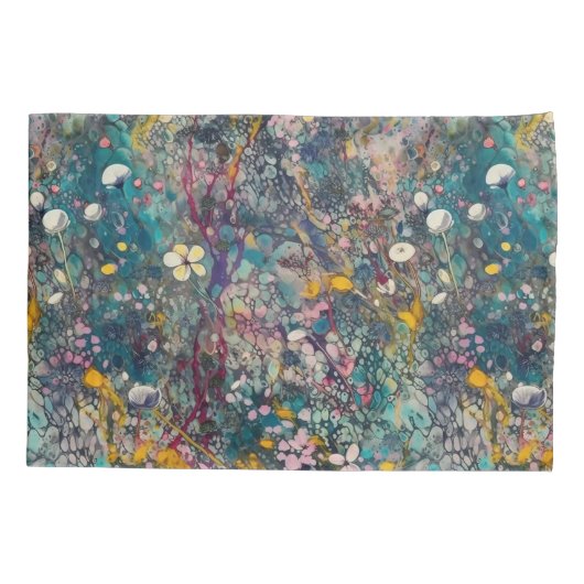 Eetherische Wildflower Dreams Abstract Art Design Kussensloop (Achterkant-Links)