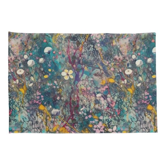 Eetherische Wildflower Dreams Abstract Art Design Kussensloop (Achterkant-Rechts)