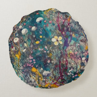 Eetherische Wildflower Dreams Abstract Art Design Rond Kussen