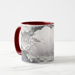 Eetherische Witte Bloemen Fantasy Keramische Koffi Mok
